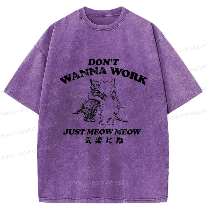 Japanese Cat Washed Tee for Summer