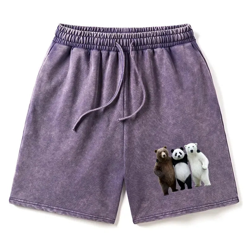 Kyoto-Lion Three Bears Stand Together Washed Shorts