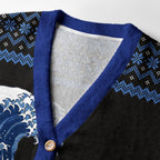Kyoto-Lion The Joyful Holiday Ukiyo-e Wave Ugly Cardigan Sweater