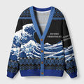 Kyoto-Lion The Joyful Holiday Ukiyo-e Wave Ugly Cardigan Sweater
