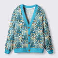 Kyoto-Lion Mystic Octopus Waves Ugly Cardigan Sweater