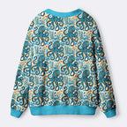 Kyoto-Lion Mystic Octopus Waves Ugly Cardigan Sweater