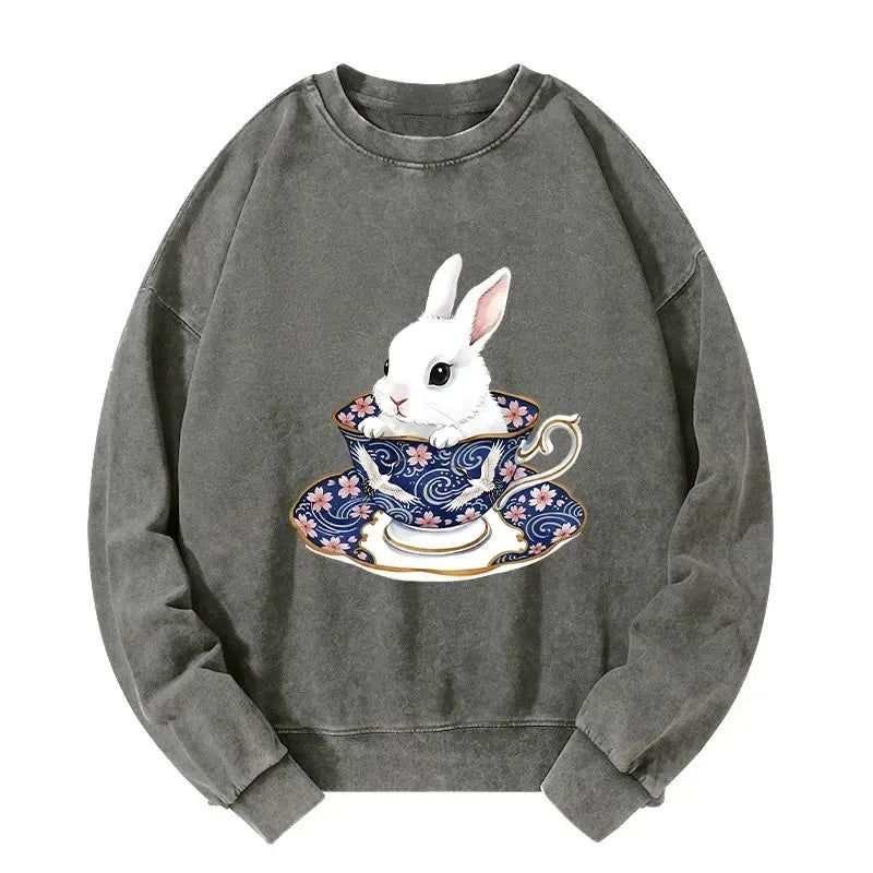 Japanese vintage rabbit tea set sweatshirt