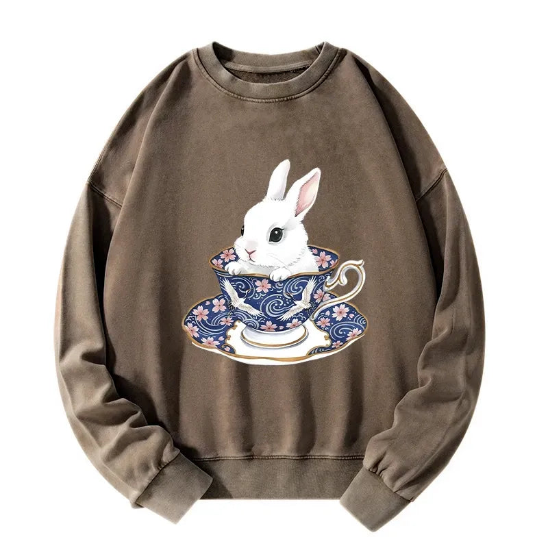 Japanese vintage rabbit tea set sweatshirt