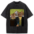 kyoto lion american gothic cat washed t-shirt