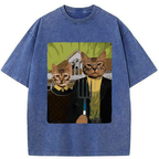 japanese vintage cat graphic tee for streetwear
