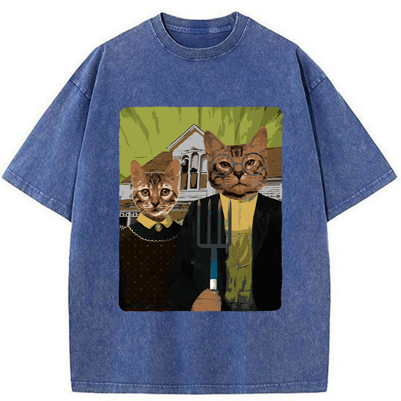 japanese vintage cat graphic tee for streetwear