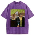 japanese vintage cat graphic tee for streetwear