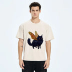 Kyoto-Lion Funny Fairy Black Cat Art Washed T-Shirt