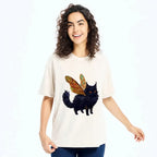 Washed unisex cat t-shirt for everyday