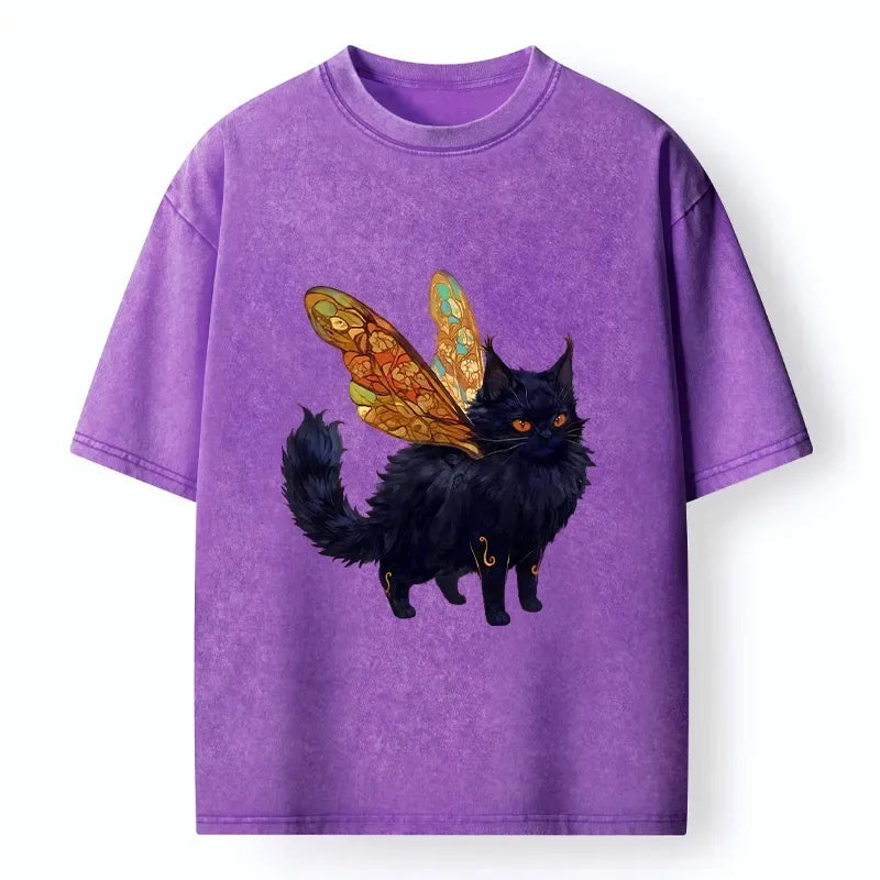Washed unisex cat t-shirt for everyday