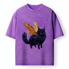 Washed unisex cat t-shirt for everyday