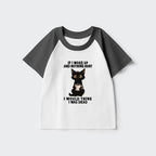 Kyoto-Lion Funny Cute Black Cat And Coffee Meme Kids Raglan T-shirt