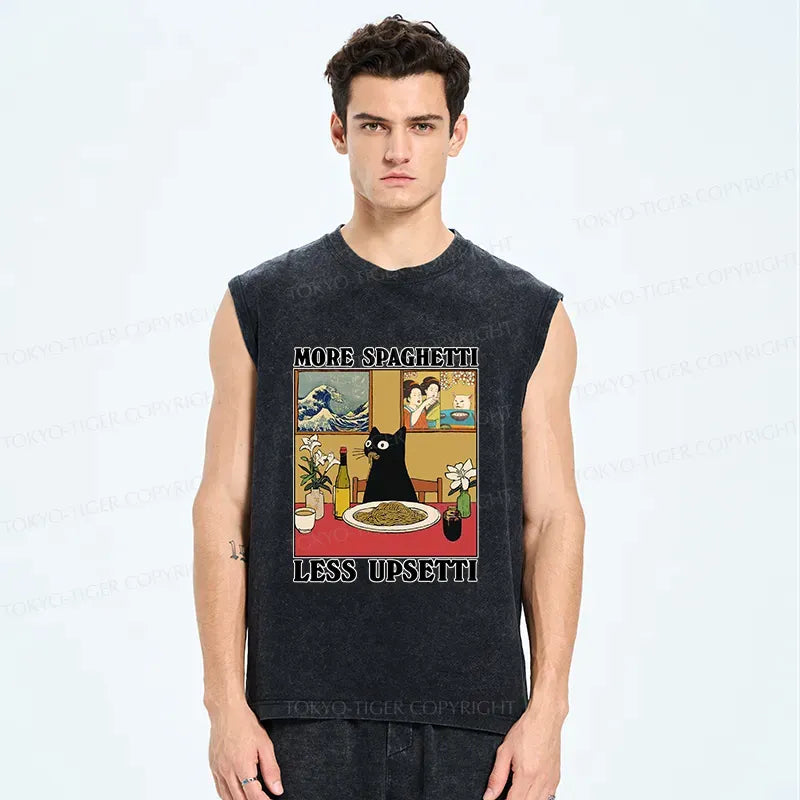 Funny Cat Eating Pasta Tank Top