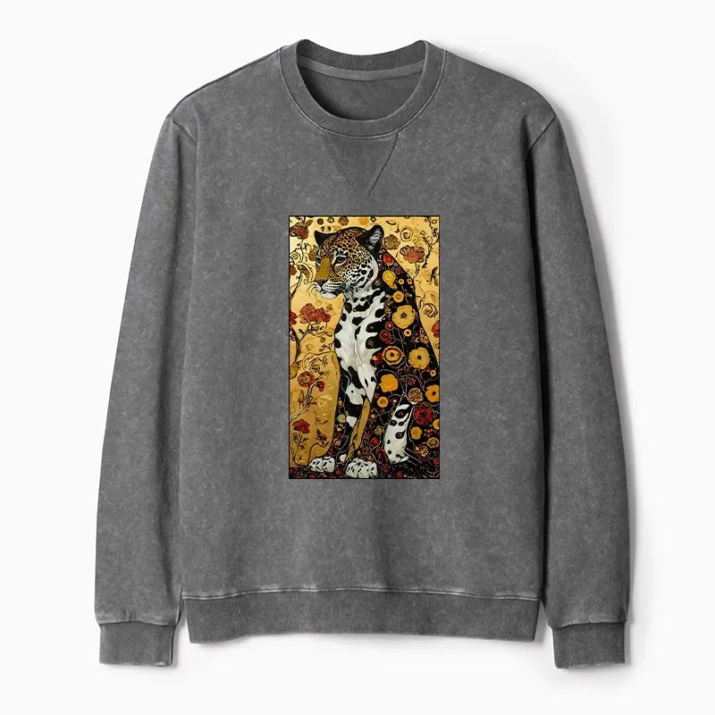 Kyoto-Lion Magnificent Leopard Washed Terry Sweatshirt