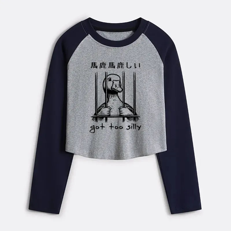 Kyoto-Lion Got Too Silly Goose Women's Crop Raglan T-Shirt