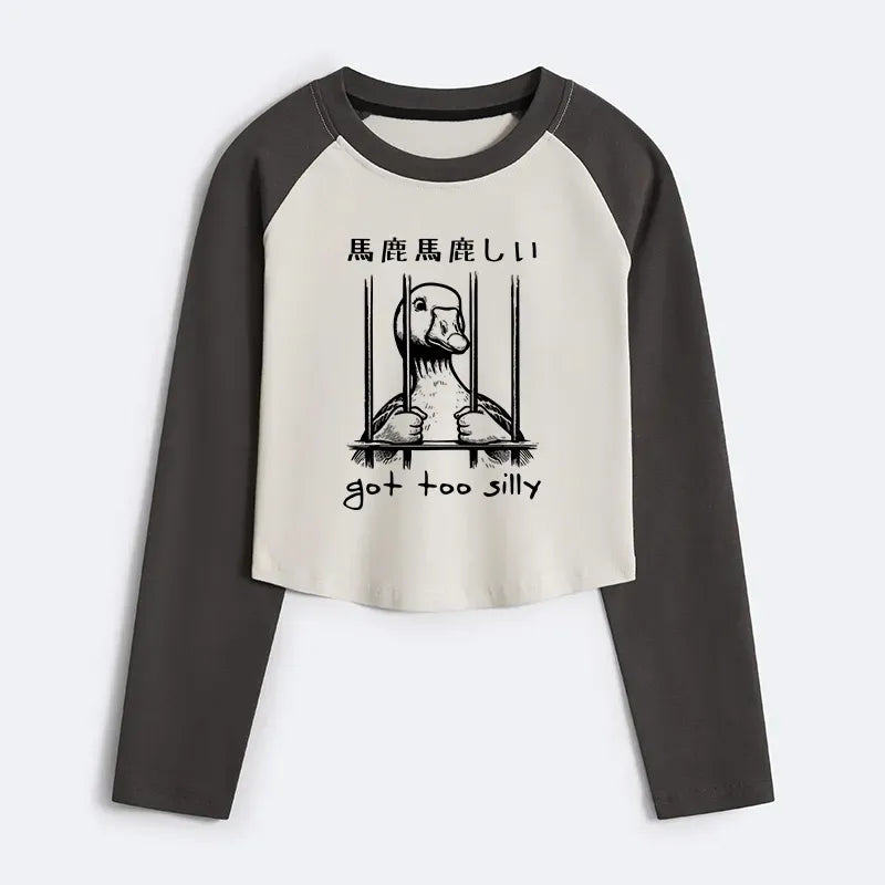 Kyoto-Lion Got Too Silly Goose Women's Crop Raglan T-Shirt