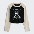 Kyoto-Lion Crop Raglan for Daily Wear
