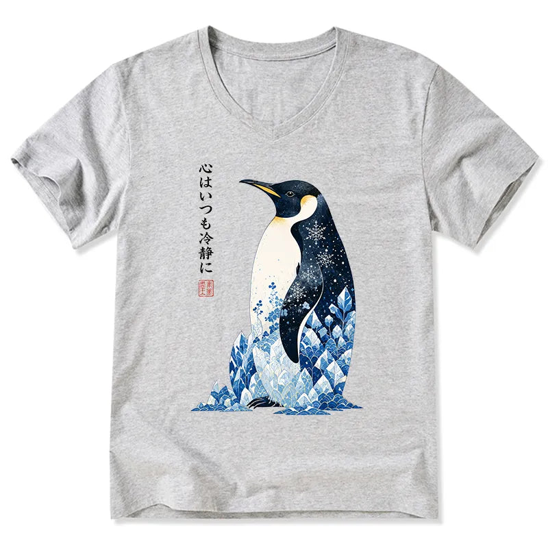 Kyoto-Lion Keep Calm Penguin V-Neck Classic T-Shirt
