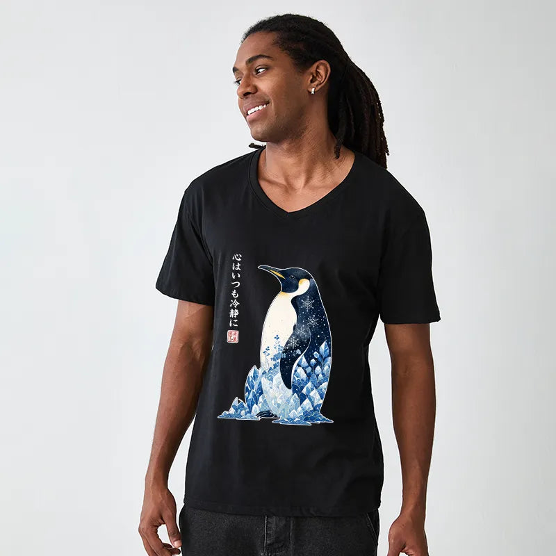 Kyoto-Lion Keep Calm Penguin V-Neck Classic T-Shirt