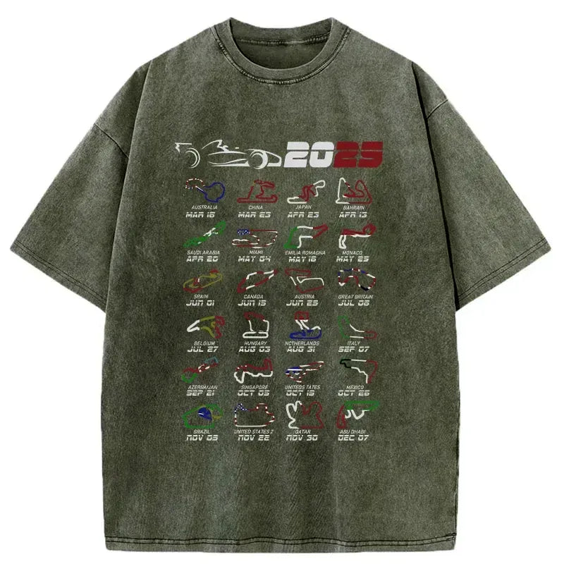 Kyoto-Lion The 2025 Racing Map Washed T-Shirt