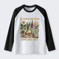 Kyoto-Lion Edible Plants Some Only Once Joke Raglan Long Sleeve T-shirt
