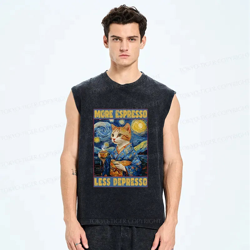 Funny More Espresso Less Depresso Tank Top