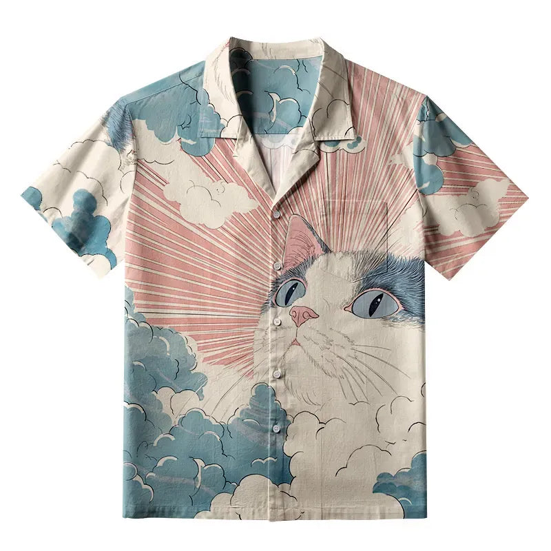 Unisex Japanese Cat Shirt for Daily Wear