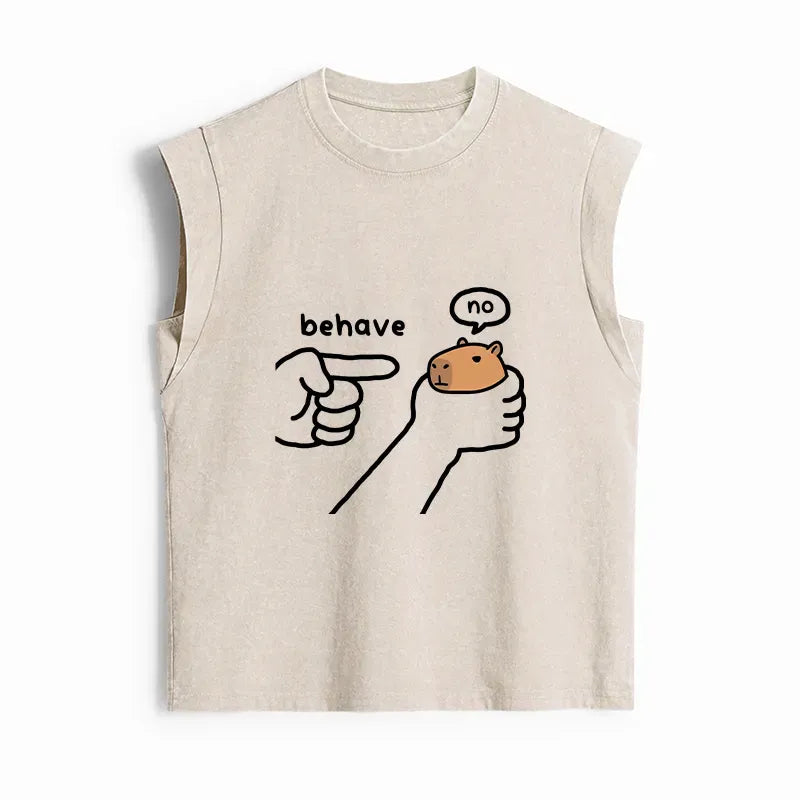 Funny Washed Tank Top for Summer