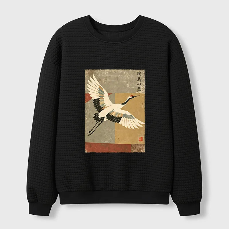 Kyoto-Lion Crane Spirit Waffle Sweatshirt