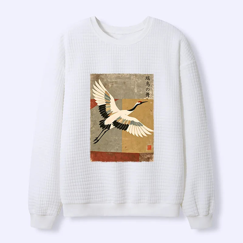 Kyoto-Lion Crane Spirit Waffle Sweatshirt