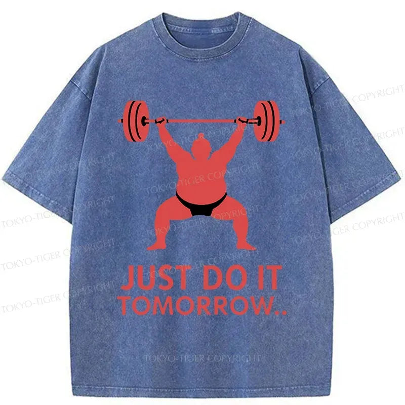 Kyoto-Lion Sumo Wrestler Lifting Weights Washed T-Shirt