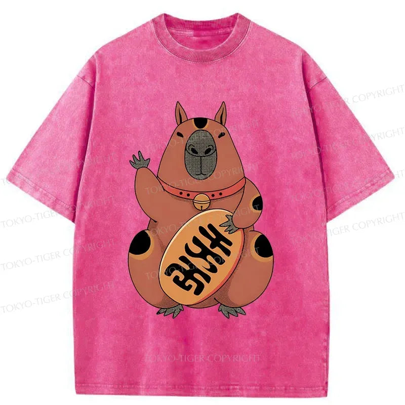 Kyoto-Lion Lucky Capybara Washed T-Shirt