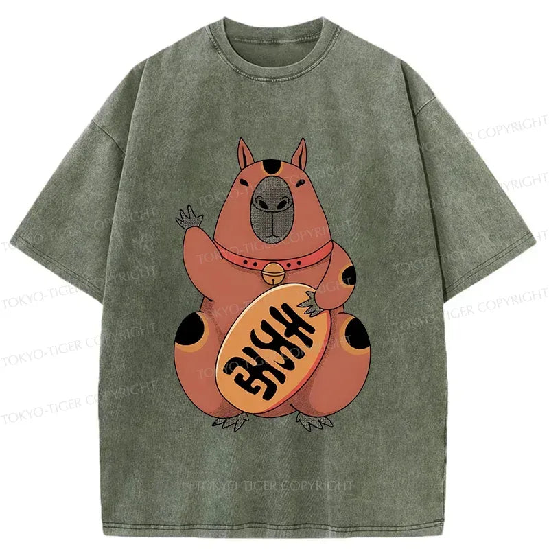 Kyoto-Lion Lucky Capybara Washed T-Shirt