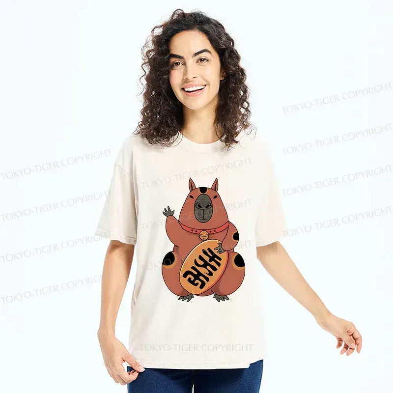 Kyoto-Lion Lucky Capybara Washed T-Shirt