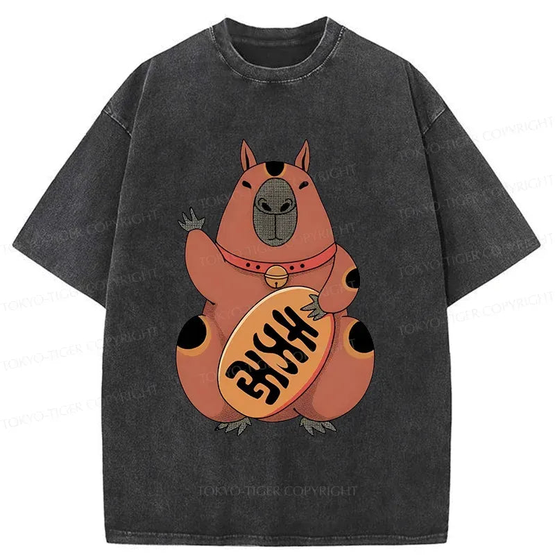 Kyoto-Lion Lucky Capybara Washed T-Shirt