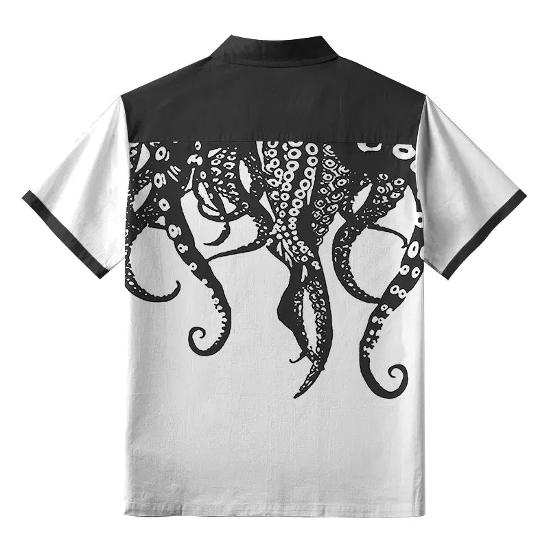 Trendy Ukiyo-e Octopus Hawaiian Shirt for Men