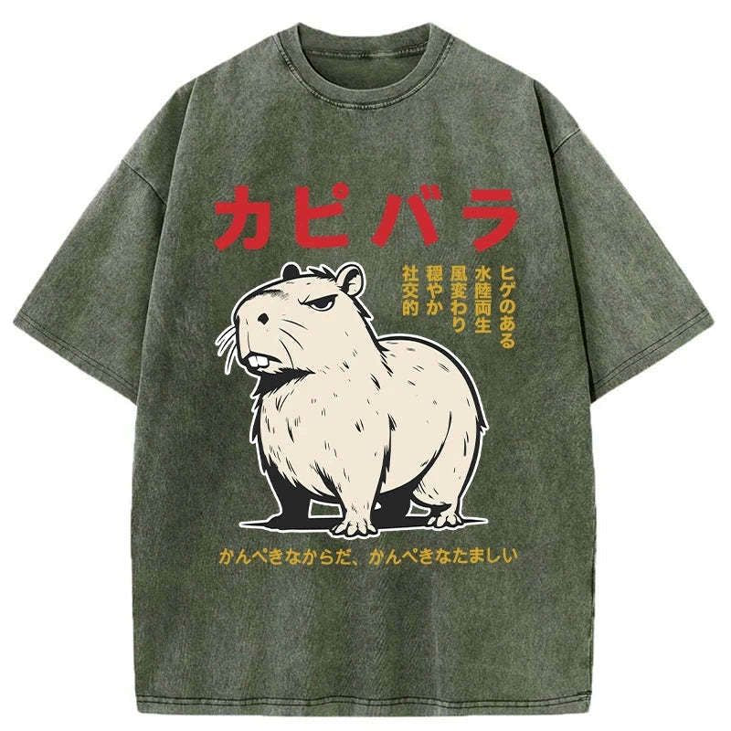 Angry Capybara Japan Washed T-Shirt Best Seller