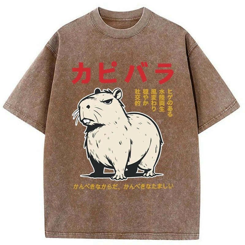 Unisex Cotton Angry Capybara Japanese T-Shirt