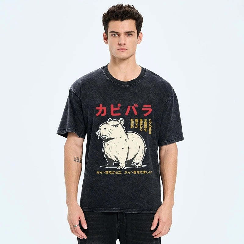 Angry Capybara Japan Washed T-Shirt Best Seller