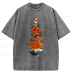 Kyoto-Lion Funny Ramen Layers Washed T-Shirt