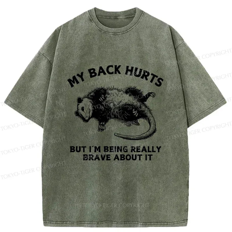 Kyoto-Lion Opossum Lying Down Washed T-Shirt