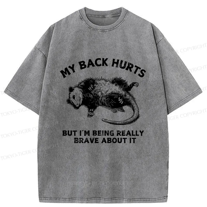 Kyoto-Lion Opossum Lying Down Washed T-Shirt