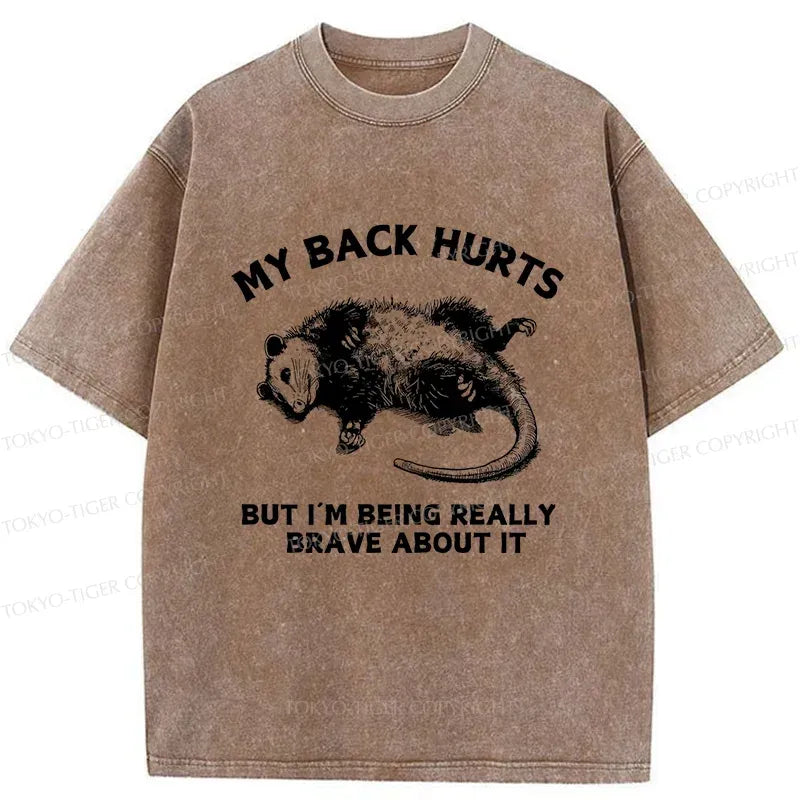 Kyoto-Lion Opossum Lying Down Washed T-Shirt