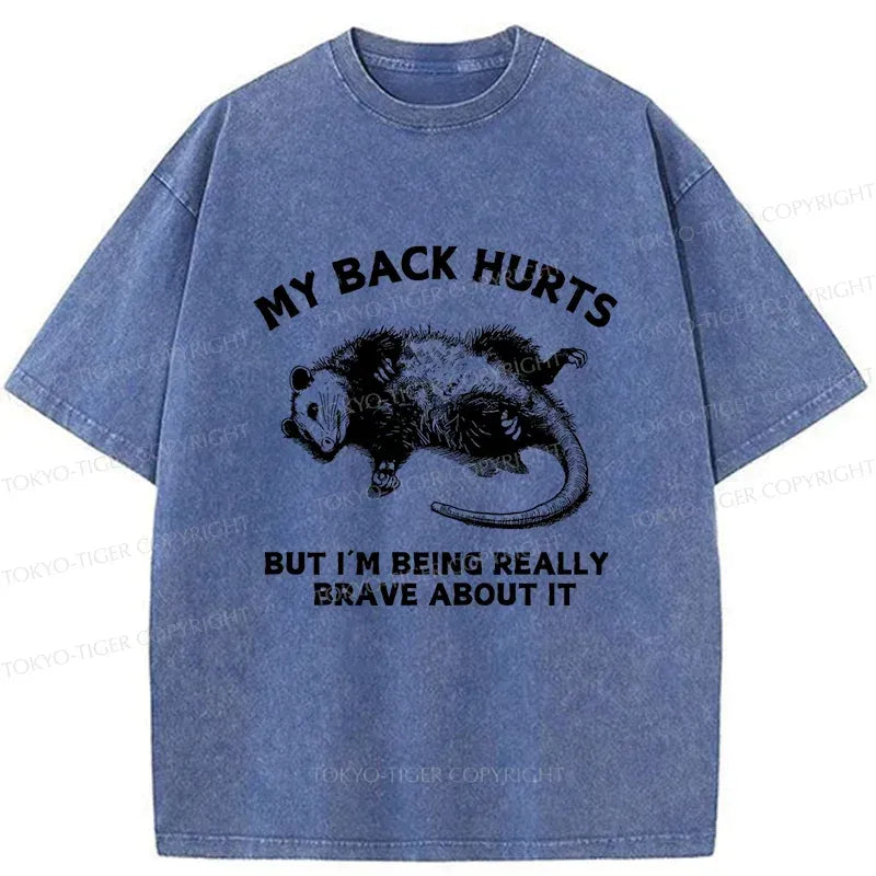Kyoto-Lion Opossum Lying Down Washed T-Shirt