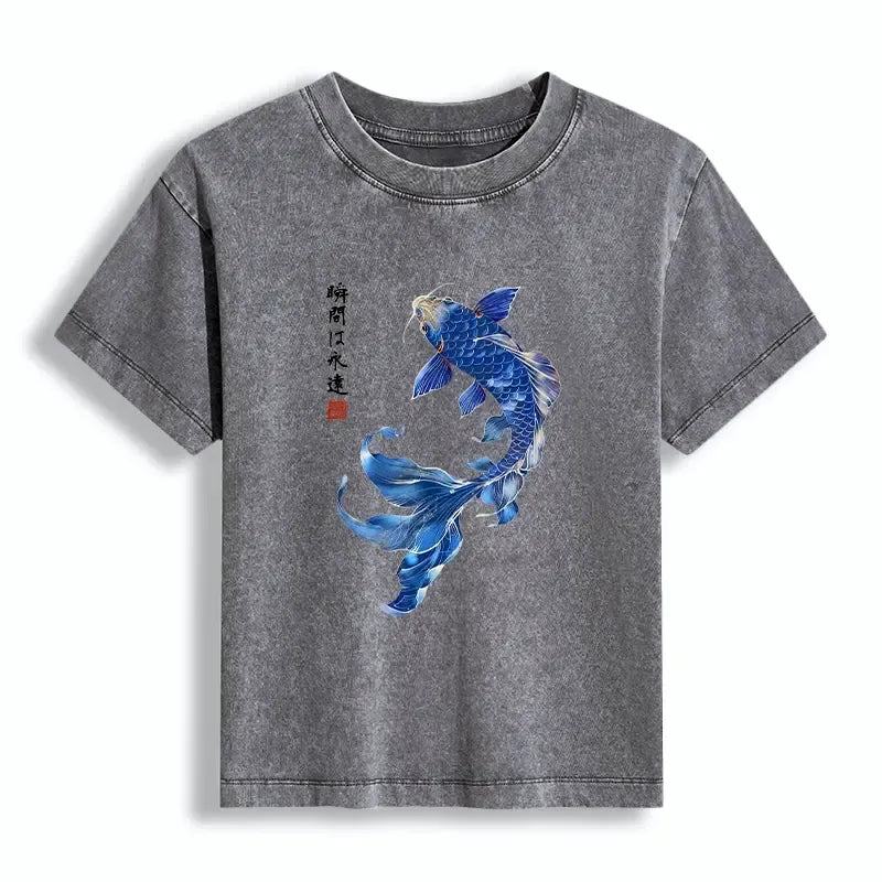Lucky Blue Koi Art T-Shirt with Free Shipping