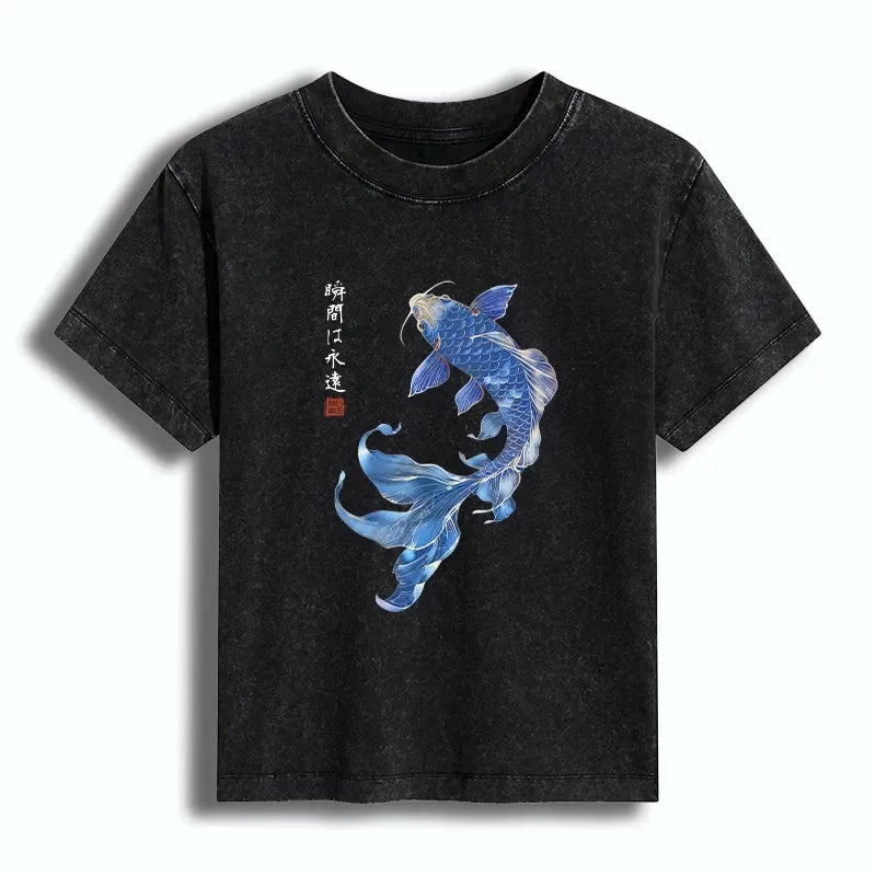 Japanese Koi Fish Washed T-Shirt for Women
