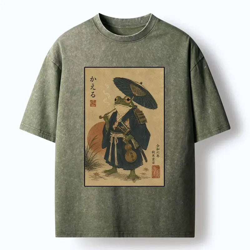 Cool Frog Samurai in Kimono T-Shirt
