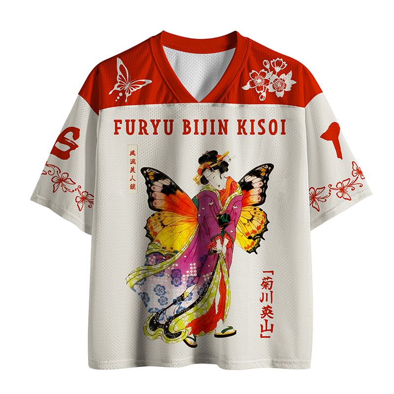 Kyoto Lion Japanese Print Mesh Jersey