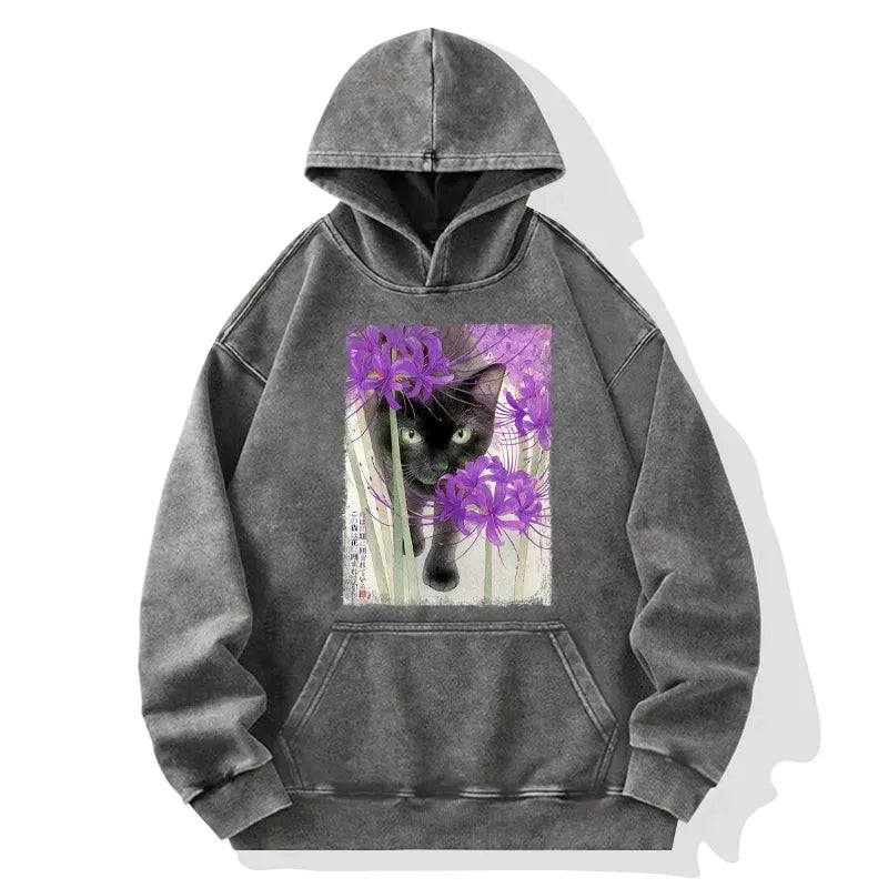 Japanese Cat Hoodie for Streetwear